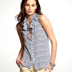 J. Crew Dot Ruffle Sleeveless Blouse Top Size 2 NEW NWT